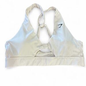 Gymshark White Strappy Back Sports Bra with Keyhole Detail